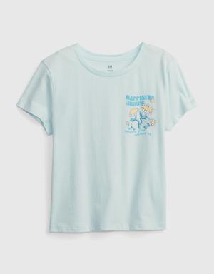 Kids 100% Organic Cotton Graphic T-Shirt blue