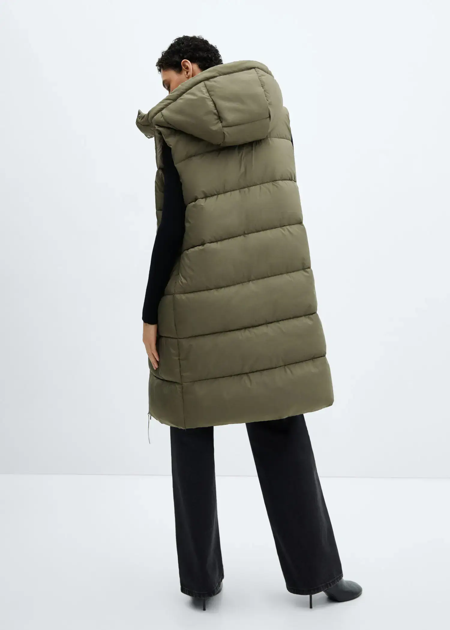 Mango Quilted gilet with hood. 3