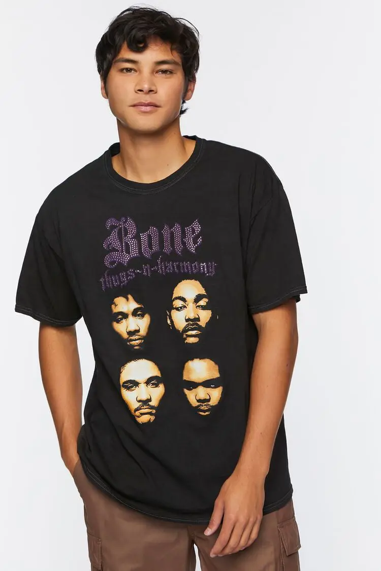 Forever 21 Forever 21 Studded Bone Thugs N Harmony Graphic Tee Black/Multi. 1