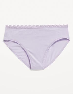 High-Waisted Lace-Trimmed Bikini Underwear for Women purple