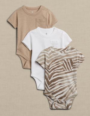 Essential SUPIMA® Short-Sleeve Bodysuit 3-Pack for Baby beige
