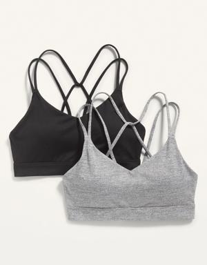 Old Navy Light Support Strappy V-Neck Sports Bra 2-Pack for Women multi