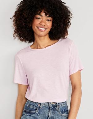 Old Navy Luxe Ribbed Slub-Knit T-Shirt for Women pink