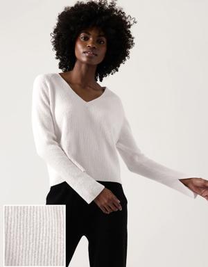Felicity Cozy V&#45Neck Sweater white