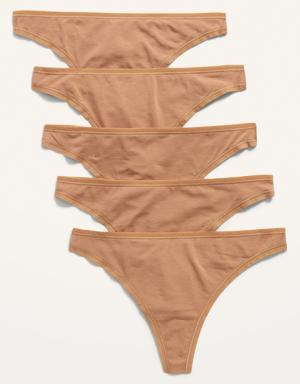Supima&#174 Cotton-Blend Thong Underwear 5-Pack for Women brown