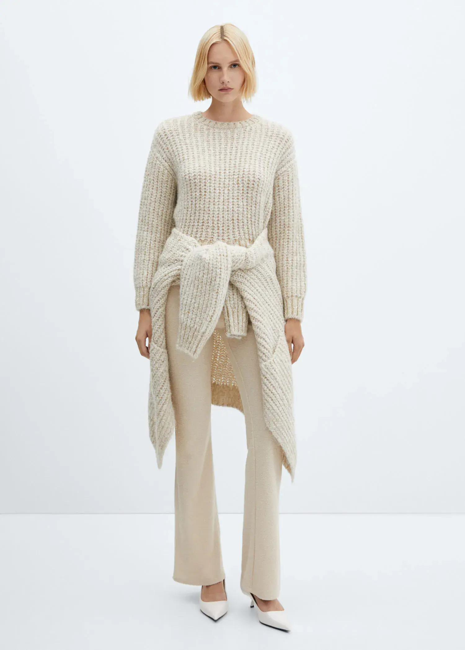 Mango Thick knit lurex jumper. 3