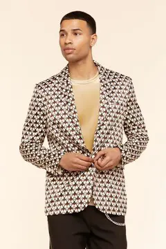 Forever 21 Forever 21 Geo Print Notched Blazer Cream/Multi. 2