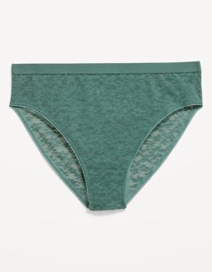 High-Waisted Mesh Bikini Underwear for Women green