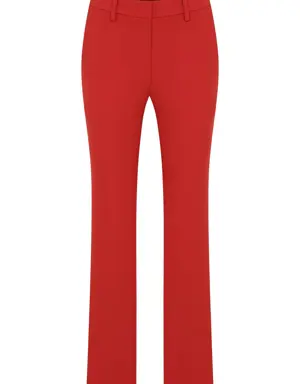 Red Bootcut Casual Trousers
