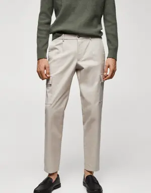 Slim-fit cotton cargo trousers