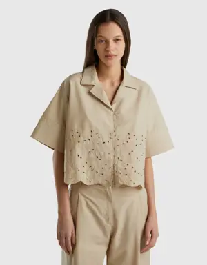 shirt with embroidered broderie anglaise