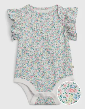 Baby 100% Organic Cotton Mix and Match Flutter Sleeve Bodysuit multi