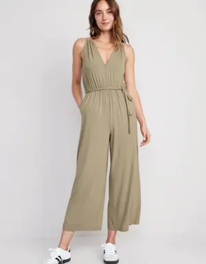 Sleeveless Double-Strap Ankle-Length Jumpsuit for Women green