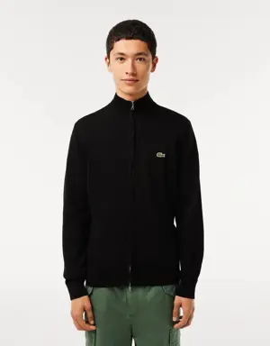 Jersey de hombre en algodón ecológico con cuello alto y cremallera