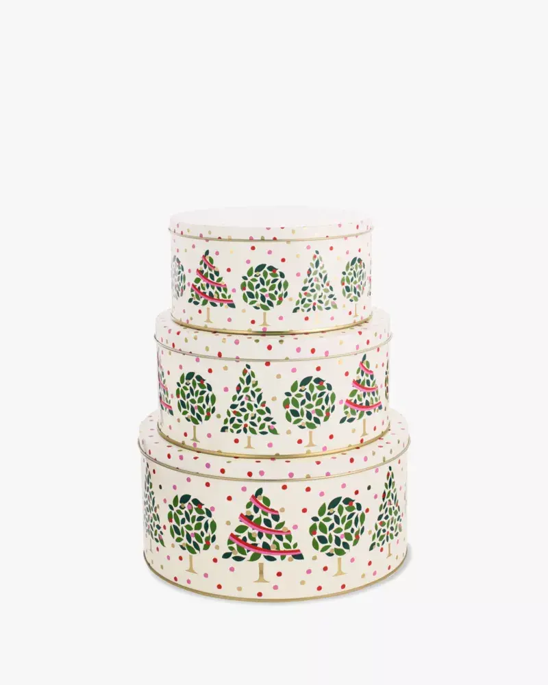 Kate Spade Evergreen Confetti Dot Cookie Tin Set. 1