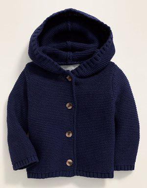 Unisex Button-Front Hooded Sweater for Baby blue