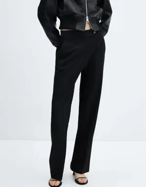 Mango Straight trousers with side button
