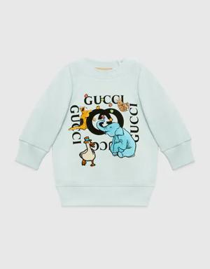 Baby cotton sweatshirt with animal print