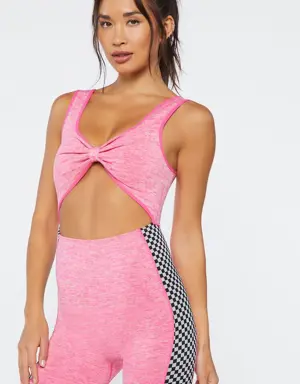 Forever 21 Active Checkered Seamless Romper Miami Pink