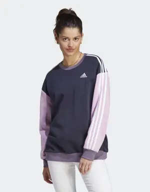 Essentials 3-Stripes Oversized Fleece Sweatshirt