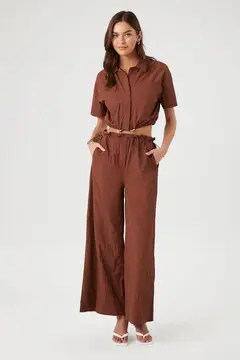 Forever 21 Forever 21 Toggle Drawstring Wide Leg Pants Cappuccino. 2