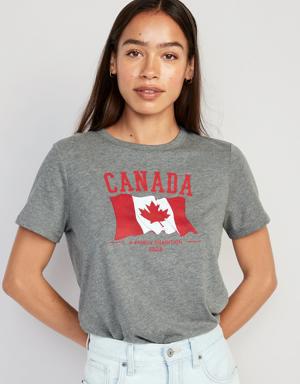 Canada Flag-Graphic T-Shirt for Women gray