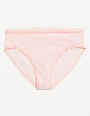 High-Waisted Lace-Trimmed Bikini Underwear for Women pink