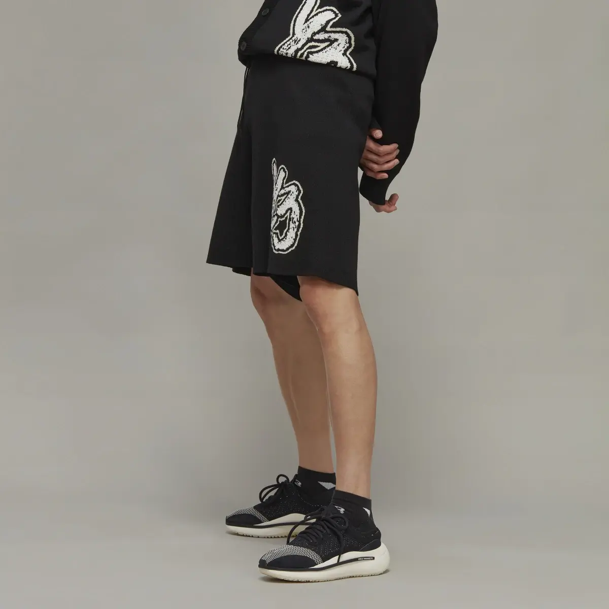 Adidas Y-3 Logo Knit Shorts. 2