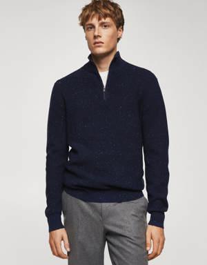 Wool zip neck jumper