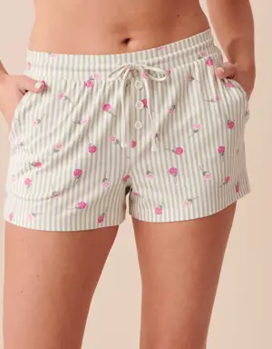 Ditsy Floral Stripes Super Soft Pajama Shorts