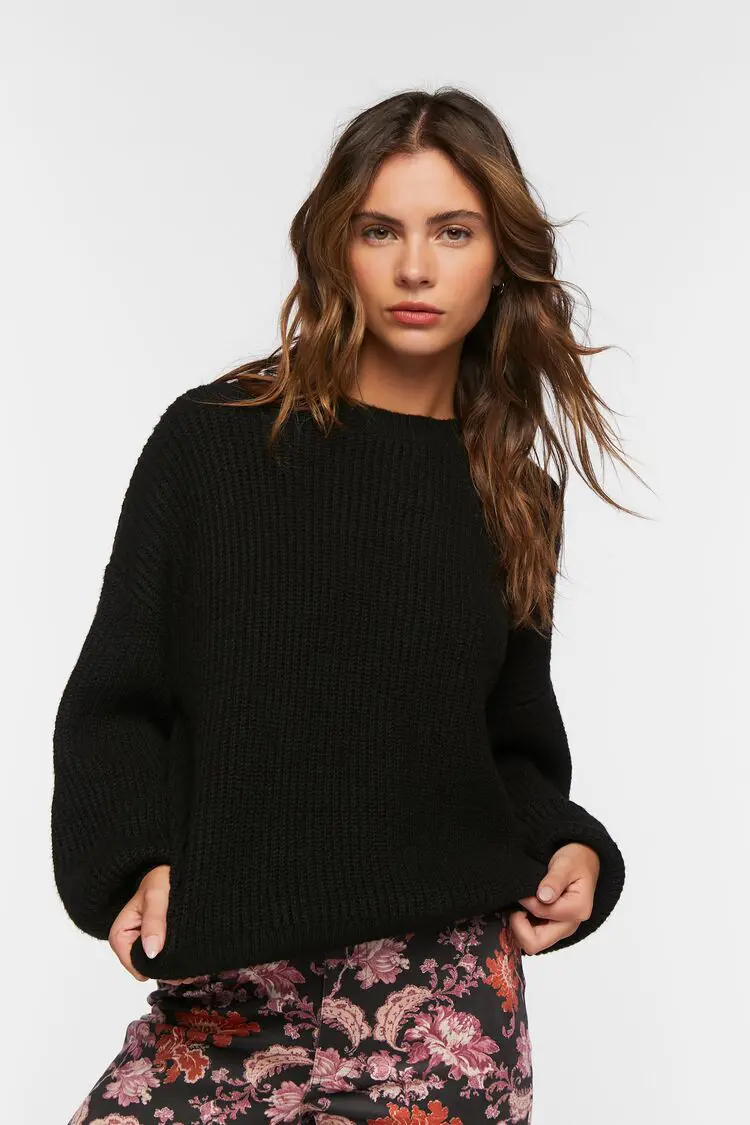 Forever 21 Forever 21 Purl Knit Drop Sleeve Sweater Black. 1