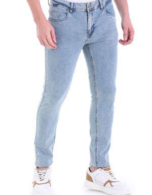 Mavi Slim Fit Düz Düşük Bel 5 Cep Kot Pantolon