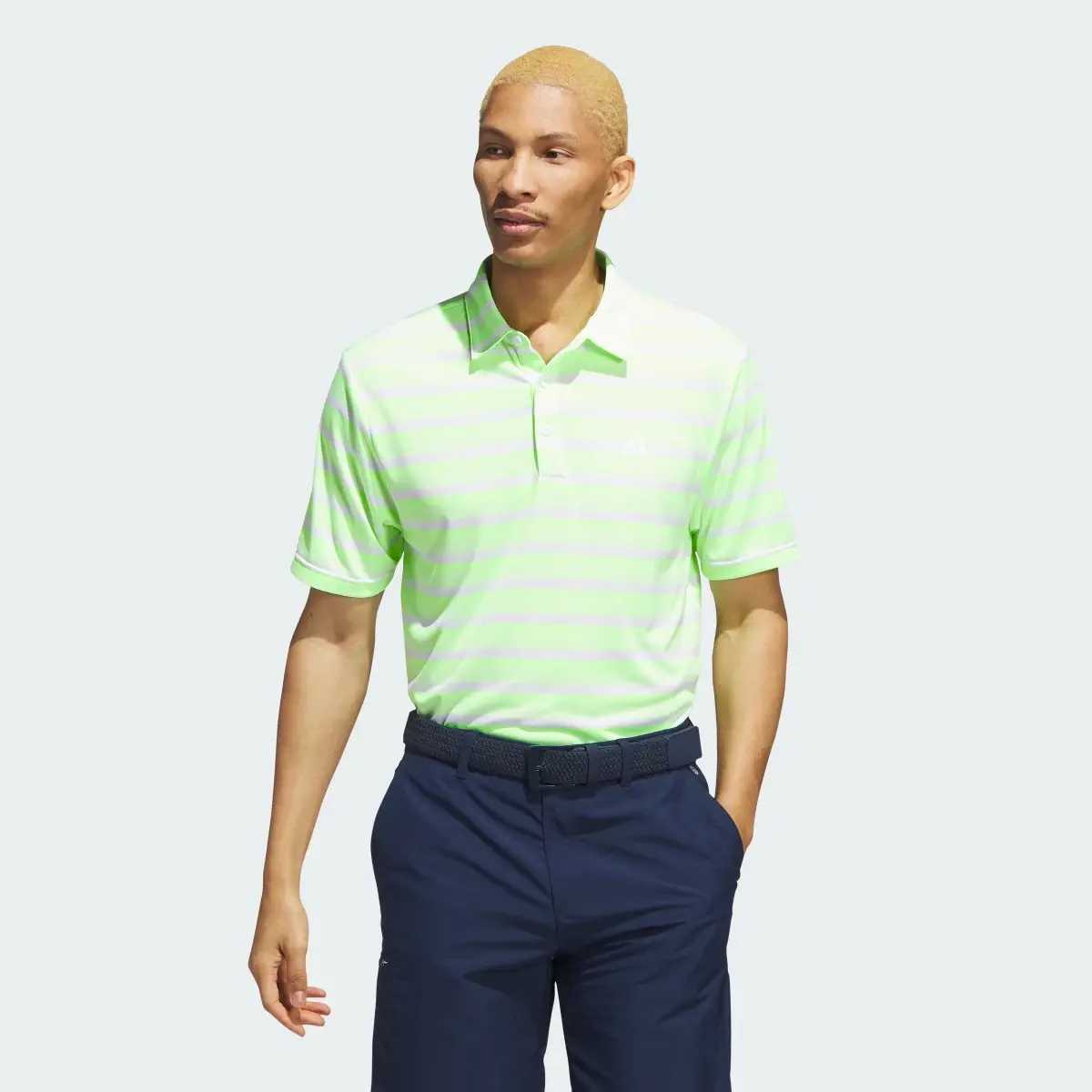 Adidas Two-Color Striped Golf Polo Shirt. 2