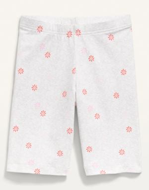 Printed Long Biker Shorts for Girls pink