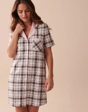 Recycled Fibers Plaid Short Sleeve Sleepshirt