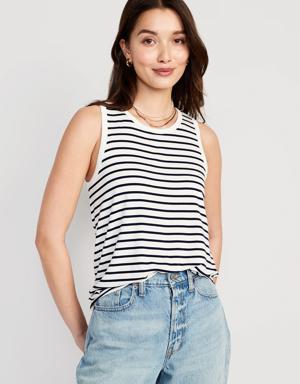 Sleeveless Luxe Striped T-Shirt for Women blue