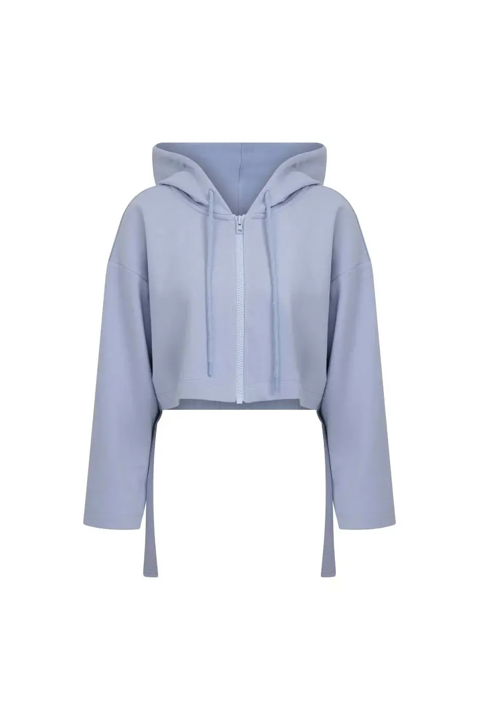 Roman Cropped Pastel Blue Zipper Sweatshirt - 1 / Blue. 1