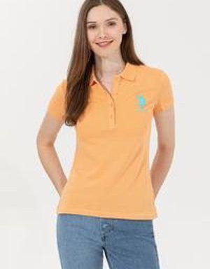 Kadın Turuncu Polo Yaka T-Shirt Basic