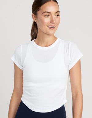 UltraLite Cropped Rib-Knit T-Shirt white