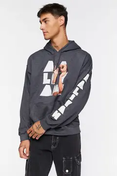 Forever 21 Forever 21 Aaliyah Graphic Drawstring Hoodie Heather Grey/Multi. 2