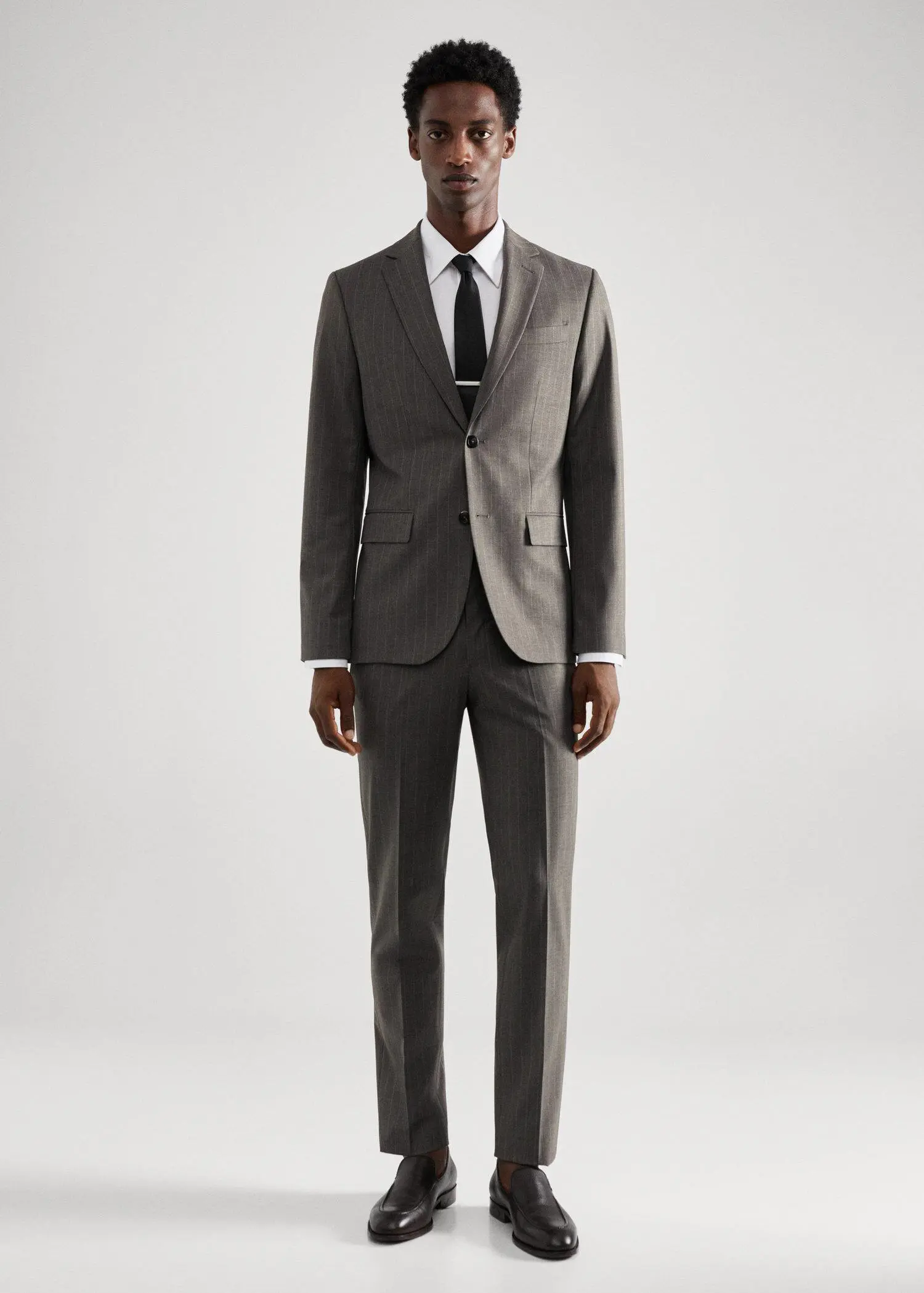 Mango Slim-fit pinstripe wool suit pants. 1