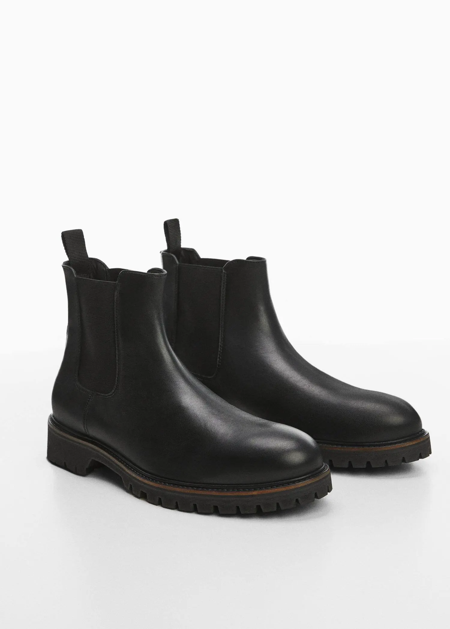 Mango Chelsea leather ankle boots with track sole. 2