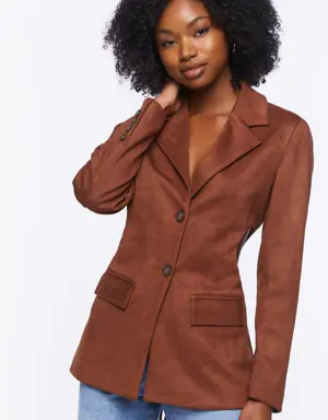 Forever 21 Faux Suede Cutout Blazer Chocolate