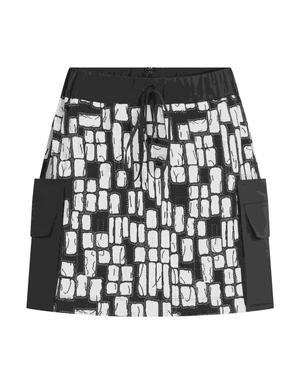 Side Pockets Square Patterned Mini Skirt