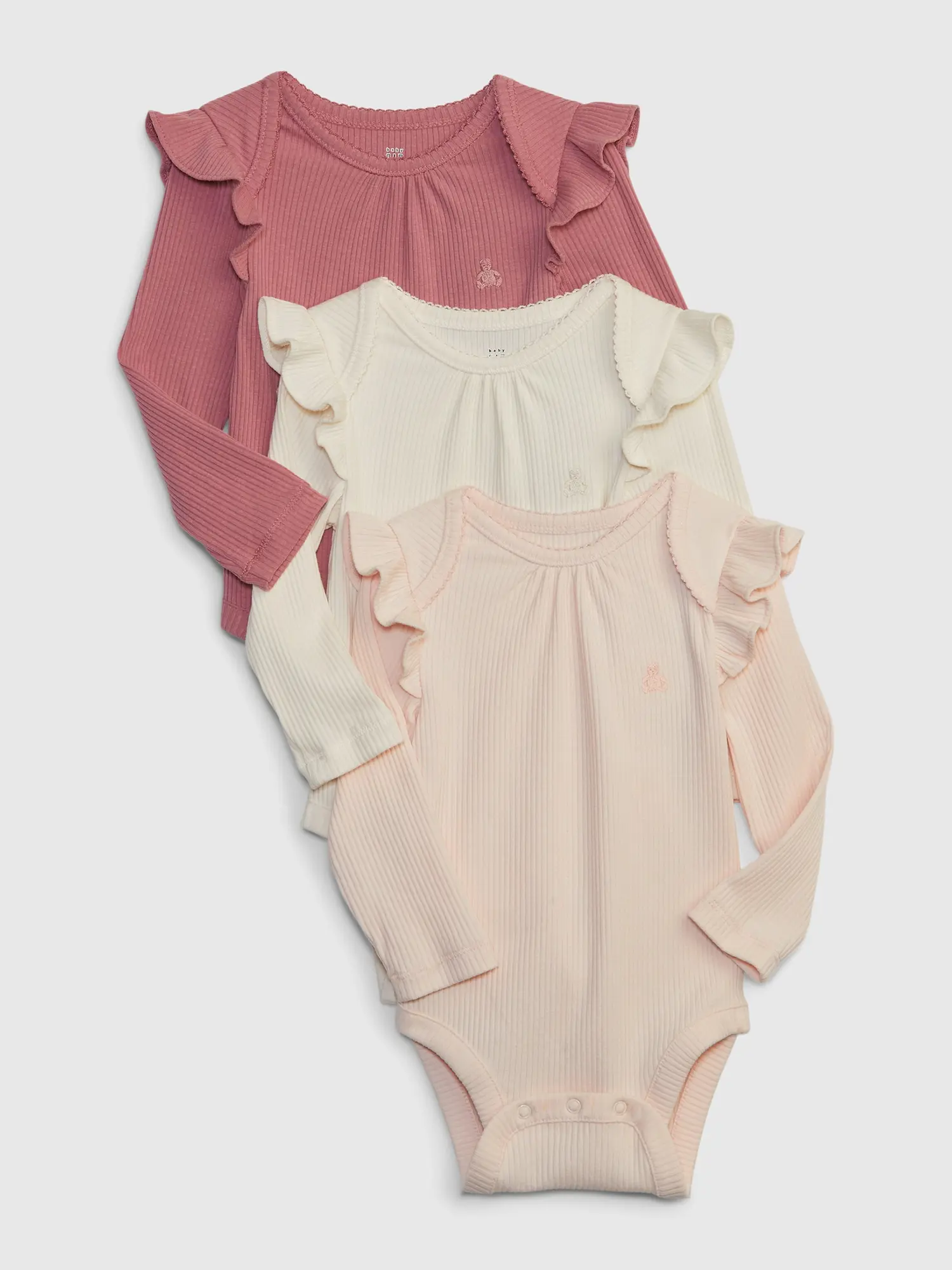 Gap Baby First Favorites TinyRib Bodysuit (3-Pack) pink. 1