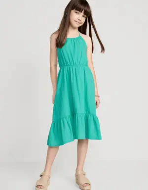 Fit & Flare Halter Midi Dress for Girls green