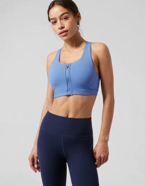 Athleta Ultimate Zip Front Bra D&#45DD blue