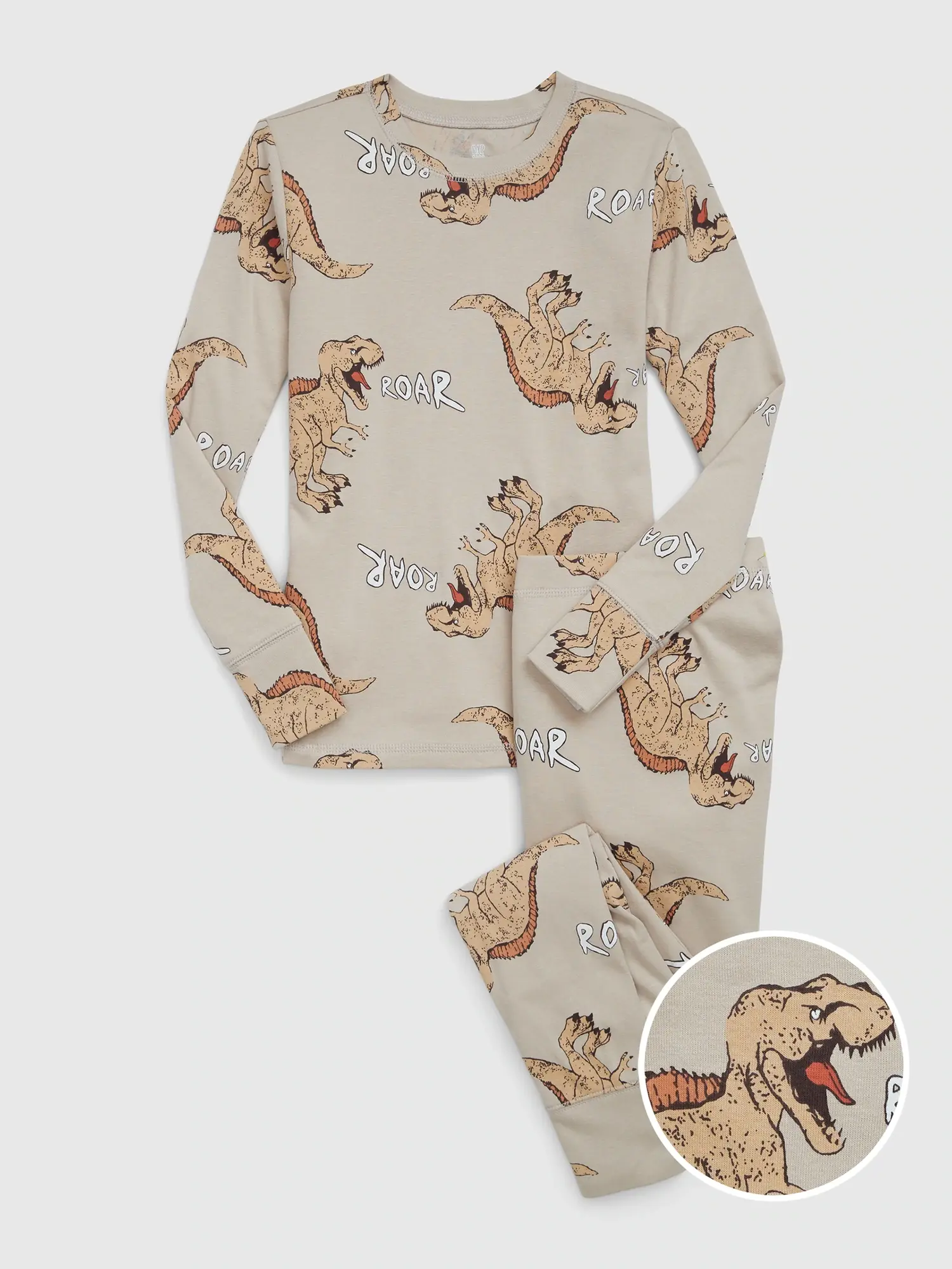 Gap Kids 100% Organic Cotton Dinosaur PJ Set beige. 1