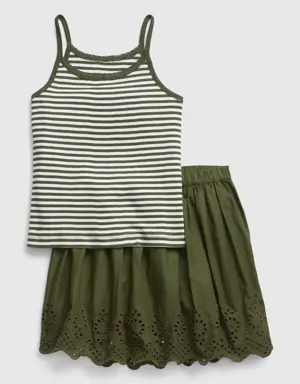 Kids Cami and Skirt Outfit Set green