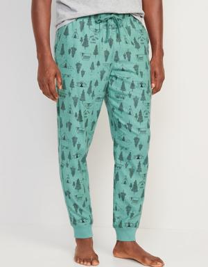 Printed Flannel Jogger Pajama Pants for Men blue